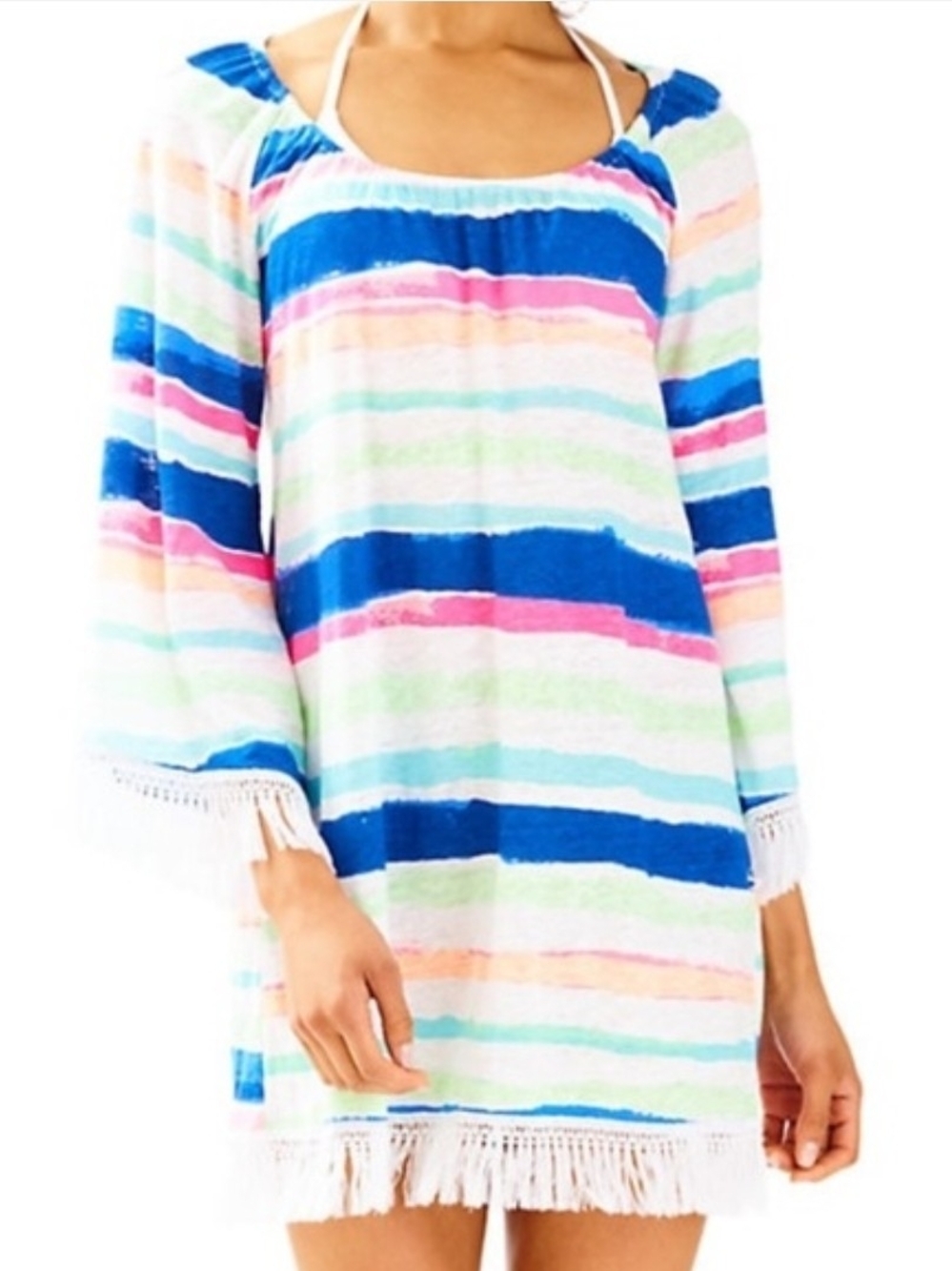Lilly Pulitzer Getaway Striped Fringe-Hem Coverup